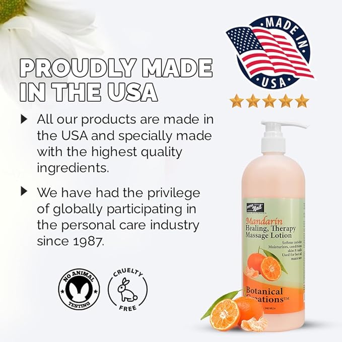 PRO NAIL - Healing Therapy Massage Lotion - Professional Pedicure, Body and Hot Oil Manicure, Infused with Natural Oils, Vitamins, Panthenol and Amino Acids (Mandarin, 32 Oz)