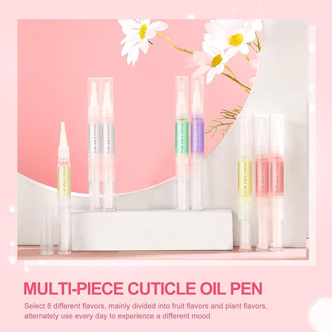 COSCELIA 8pcs Cuticle Oil for Nails Cuticle Oil Pen Bulk for Nail Care Gel Polish Softener and Strengthener Natural Moist Gel Nail Nourishment Treatment Manicure Tools DIY Gifts for Women