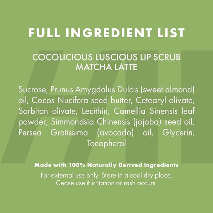 Handmade Heroes Matcha Latte Lip Scrub 1oz 100% Natural Vegan Skin Care Deep Conditioning Lip Scrub for Dry Lips with Jojoba Oil Avocado Oil - Natural Lightening Lip Exfoliator & Lip Plumper