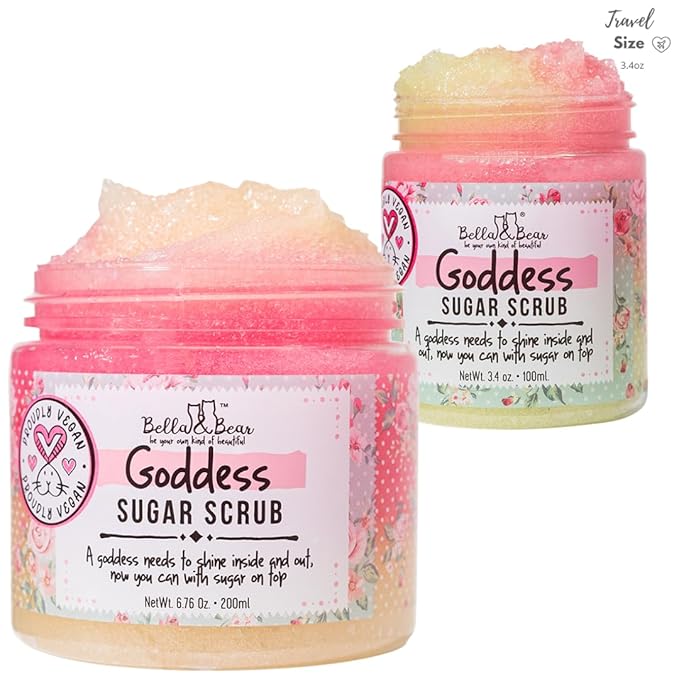 Bella & Bear Goddess Sugar Scrub - 3-in-1 Exfoliator, Body Scrub & Body Wash | Vegan, Cruelty-Free Bliss for Silky Smooth, Radiant Skin