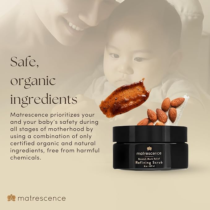 Stretch Mark Relief Refining Exfoliating Belly Scrub (8oz/118ml) | Spa-Quality Maternity Skin Treatment | Pregnancy-Safe Skincare Made for Mom | Renewing Skin Essentials for Mom