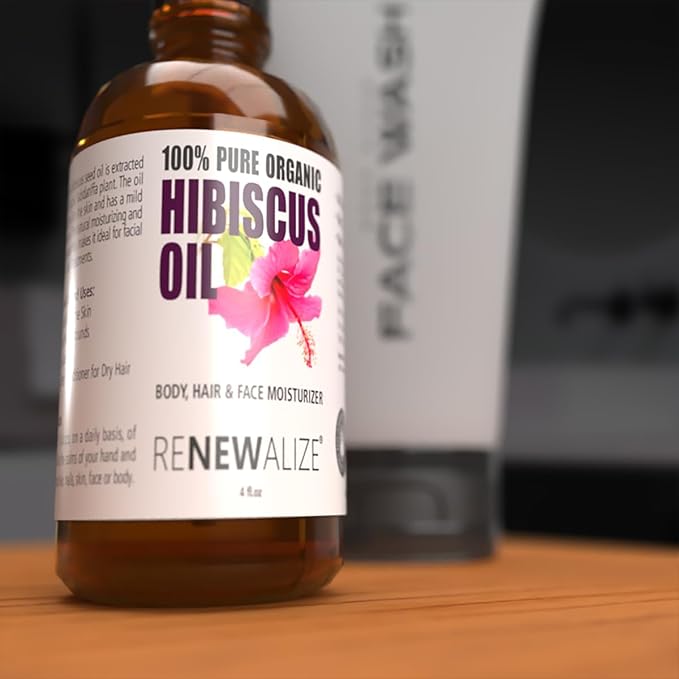 Virgin Organic HIBISCUS SEED OIL | Unrefined Cold Pressed 100 Percent Pure | Large 4 fl oz bottle | All Natural Anti Aging and Hair Growth oil