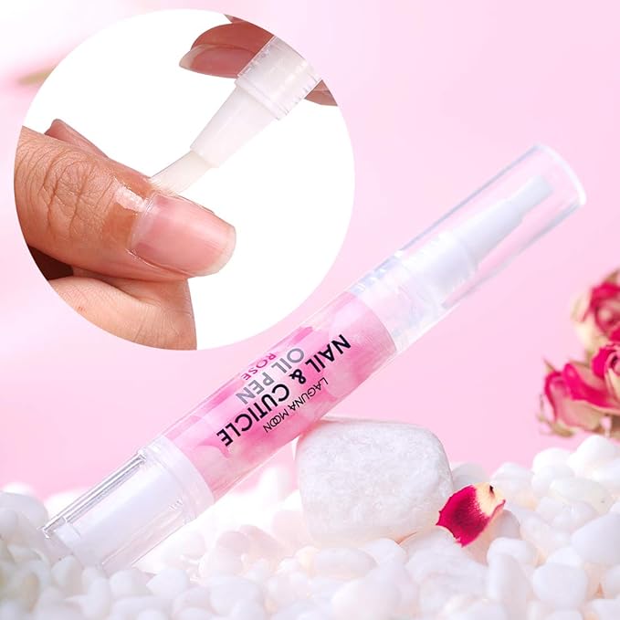 Lagunamoon Cuticle Oil Pen for Nail Nail Oil for Nail Care & Nail Growth - Nourish, Soothe & Moisturize Damaged Nails - Rose, 5 ml