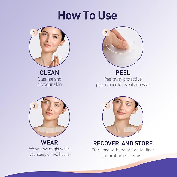 Neck Silicone Wrinkle Patches Reusable for Wrinkles Treatment, Anti Aging Wrinkle Pads Overnight, 2 Patches