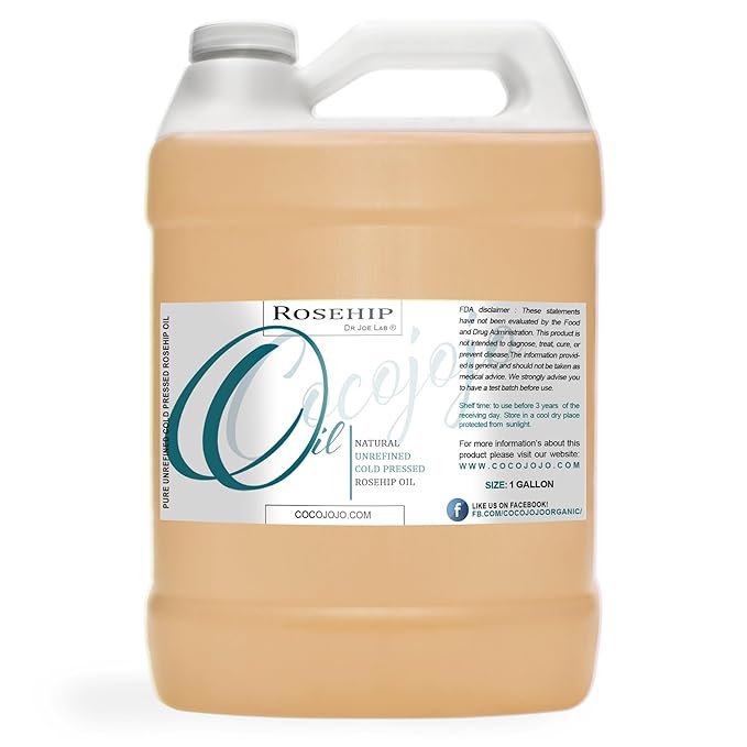 Rosehip Oil for Face Cold Pressed Unrefined cocojojo Pure Natural Rosehip Seed Oil in Bulk 1 GALLON - Moisturizing, Soothing, Hydrating, & Nourishing