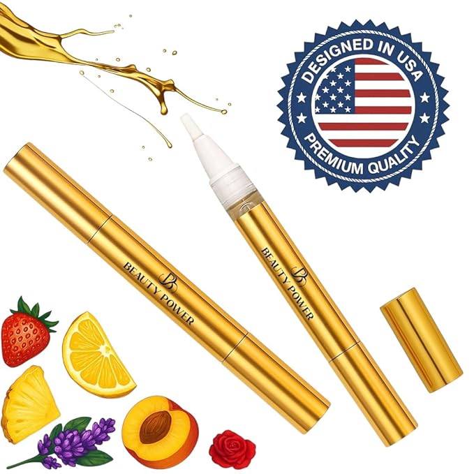 Nail Oil Cuticle Pen - Rose – Nail Strengthener & Growth Serum with Vitamin A, D, E, B5, Grapeseed & Natural Oils – Repair for Brittle, Peeling, Thin Nails – Twist Brush Pen