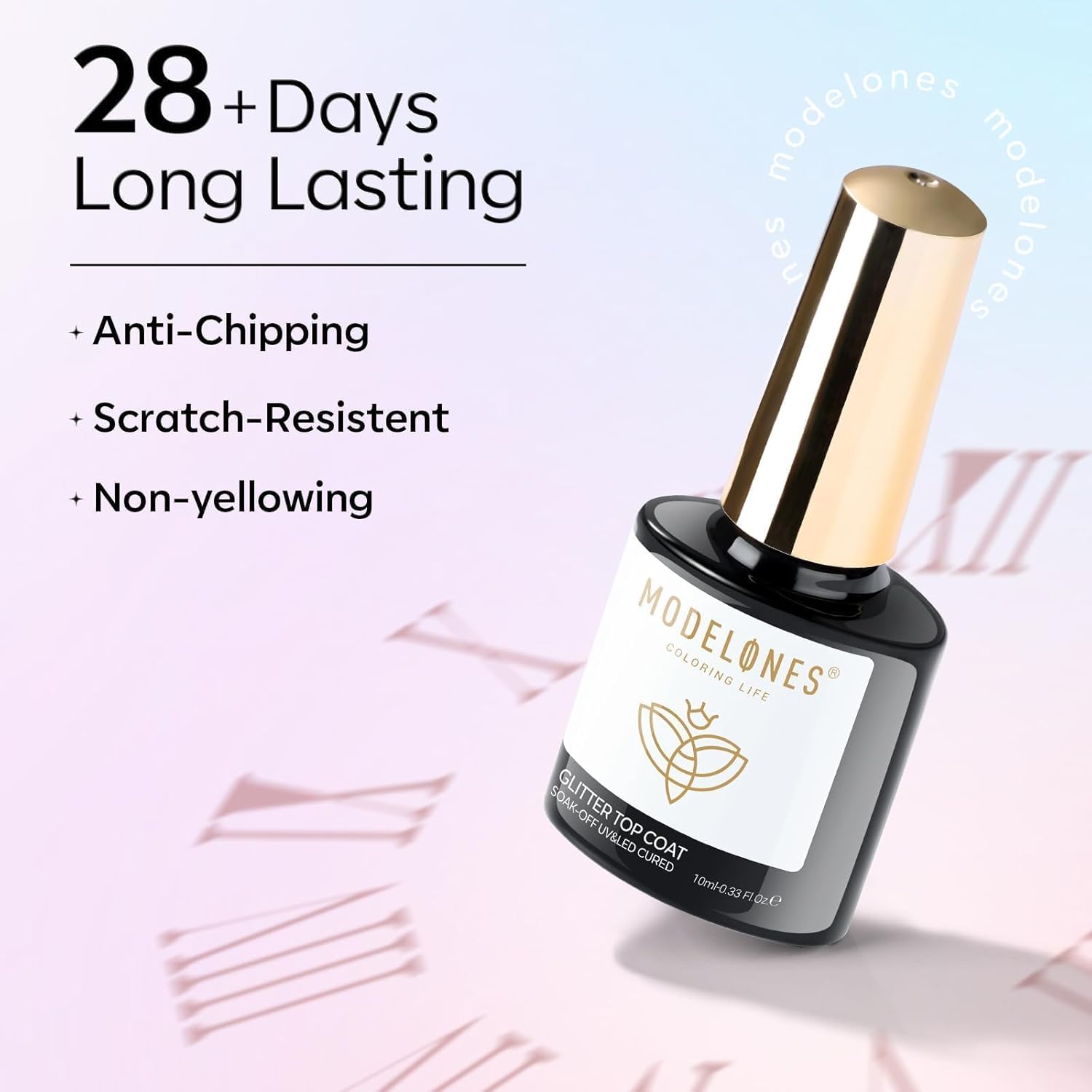 modelones Rainbow Cat Eye Gel Nail Polish Top Coat, 2-in-one 9D Glitter Clear Gel Polish with Magnet Stick Holographic Glossy Finish Long Lasting Soak Off Manicure Home Salon Nail Art 10 ML