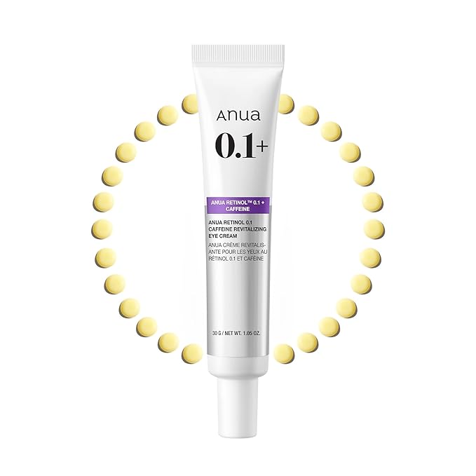 Anua Retinol 0.1 Caffeine Revitalizing Eye Cream, Under Eye Cream For Hydration, Glow Up Eye Contour, Niacinamide, Retinol For Face, Night Cream For Eye Care, Korean Skin Care (30g/1.05oz)