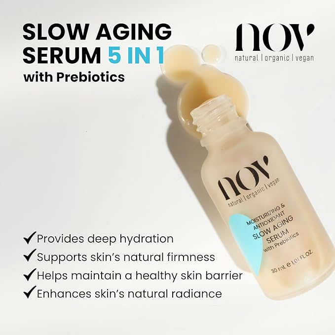 Slow Aging Serum - Anti Aging Face Serum to Combat Dullness, Fine Lines, Wrinkles - Collagen Boosting Face Moisturizer - All Skin Types - 1.01 oz