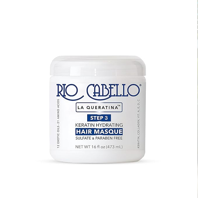 Rio Cabello Keratin Hydrating Hair Mask with 12 Exotic Oils and Natural Ingredients for Dry or Damaged Hair 16 oz