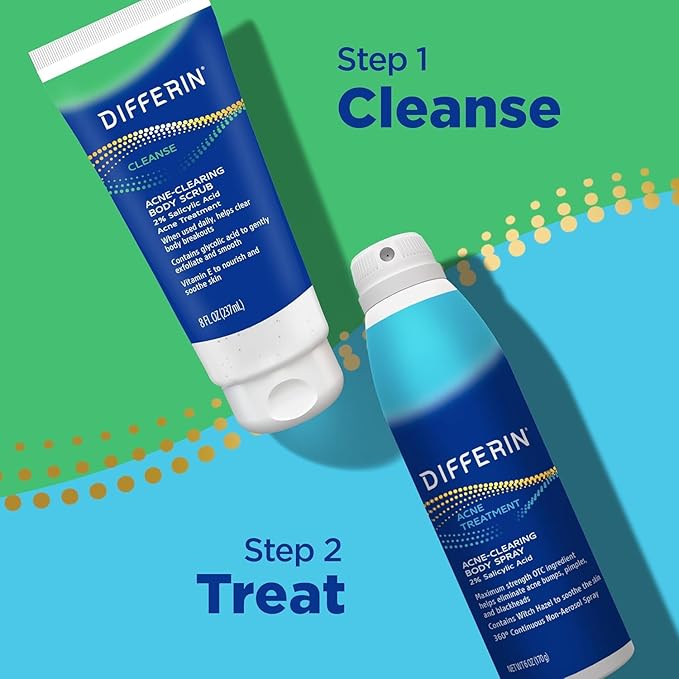 Differin Body Scrub with Salicylic Acid Acne Clearing Improves Tone and Texture Prone Skin on Back Shoulders and Chest, 8 Oz (Packaging May Vary)