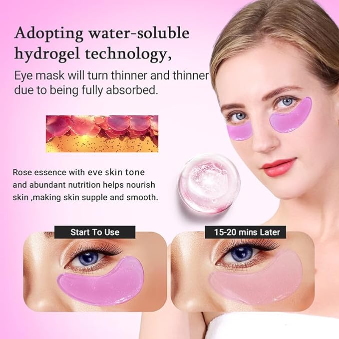 Under Eye Patchs Rose Eye Mask for Dark Circles and Puffiness Wrinkle Eye Bags 30 Pairs