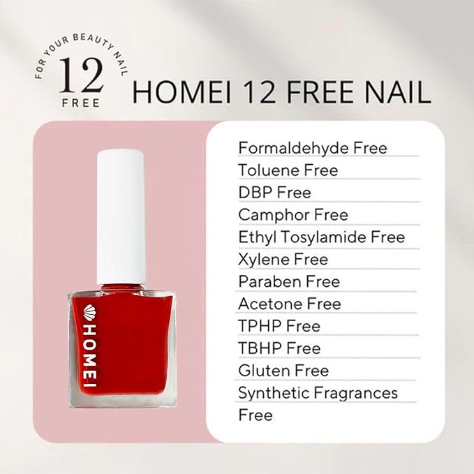 Nail Strengthener from Japan, Nail Hardener with Aloe Vera, Tea Tree Oil& Keratin for Healthy 5-in-1 Nail Solution Including Base Coat, Nail Color, Hardener, Top Coat& Nail Care, Classic Red