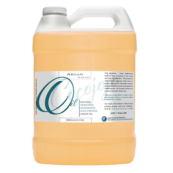 Dr Joe Lab Argan Nut Oil Deodorized 128 oz Pure Moroccan Unrefined Unscented Cold Pressed Extra Virgin 1 Gallon - for Hair Skin Body Nail - Marrakesh Oil Moisturizing & Nourishing