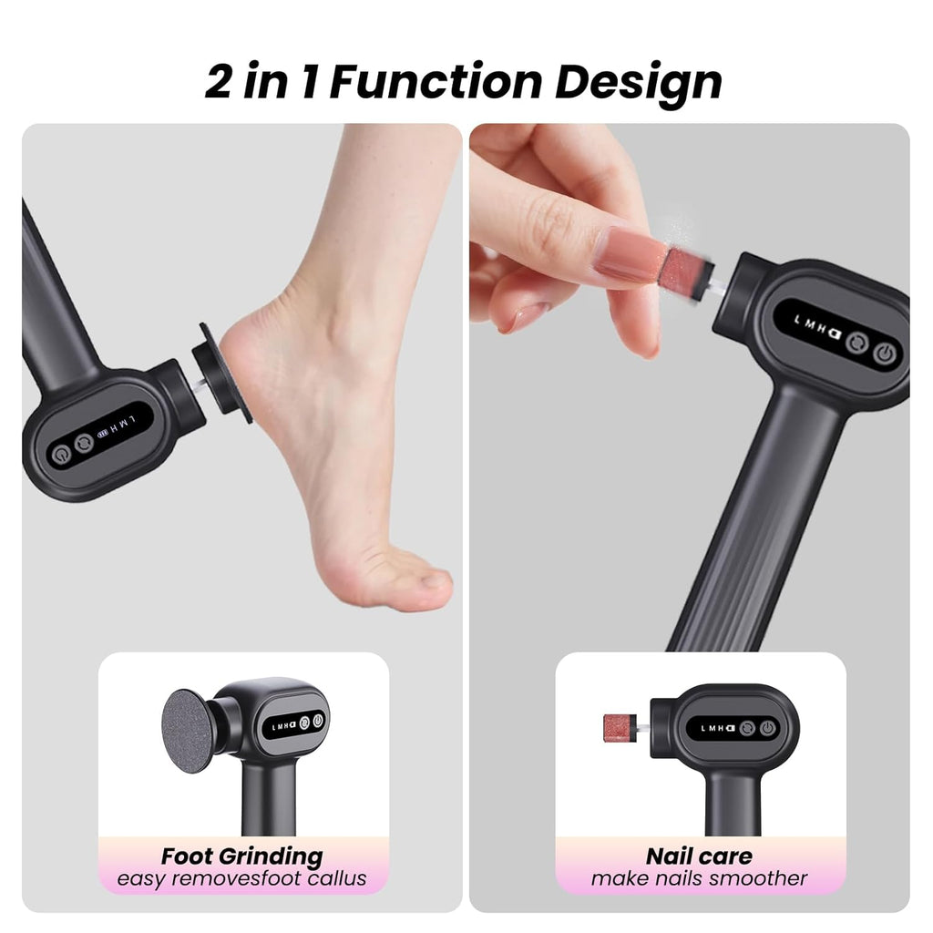 Upgraded Electric Callus Remover for Feet - Professional Electric Foot File Tool, Adjustable Speed Foot Sander Foot Grinder for Dead Skin and Calluses, with 20 Sandpaper Discs (Black)