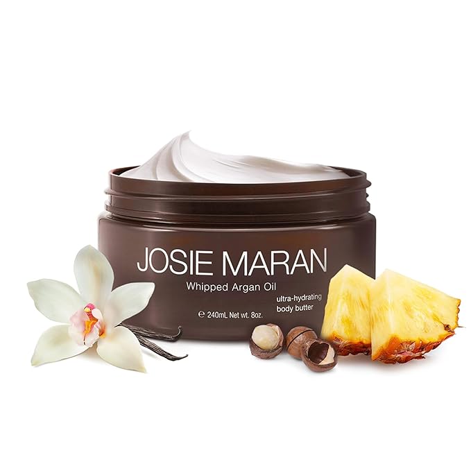 Josie Maran Whipped Argan Oil Body Butter - Skin Firming Cream with Whipped Shea Butter, Avocado Oil & Essential Fatty Acids - Cruelty-Free Skincare - Blissful Beach (8 Oz)
