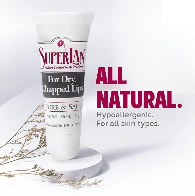 Organic Lanolin Lip Balm - Medical grade - Natural Nipple Cream Lanolin - Moisturizer for dry cracked lips - Hydrating lip care - Ultra pure jojoba oil - Kosher chapstick (0.35 Oz)