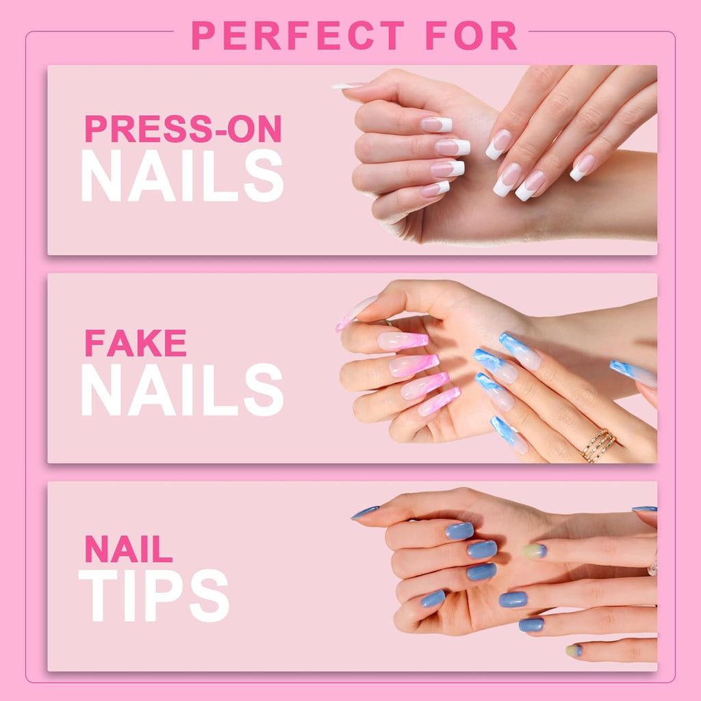 Super Strong Nail Glue for Press ons,Nail Tips&Acrylic Fingernails(10ml) New Version Brush Tip Applicator for Press On Nails,Extra Strong Adhesion/Stickiness Long Lasting for False Nails