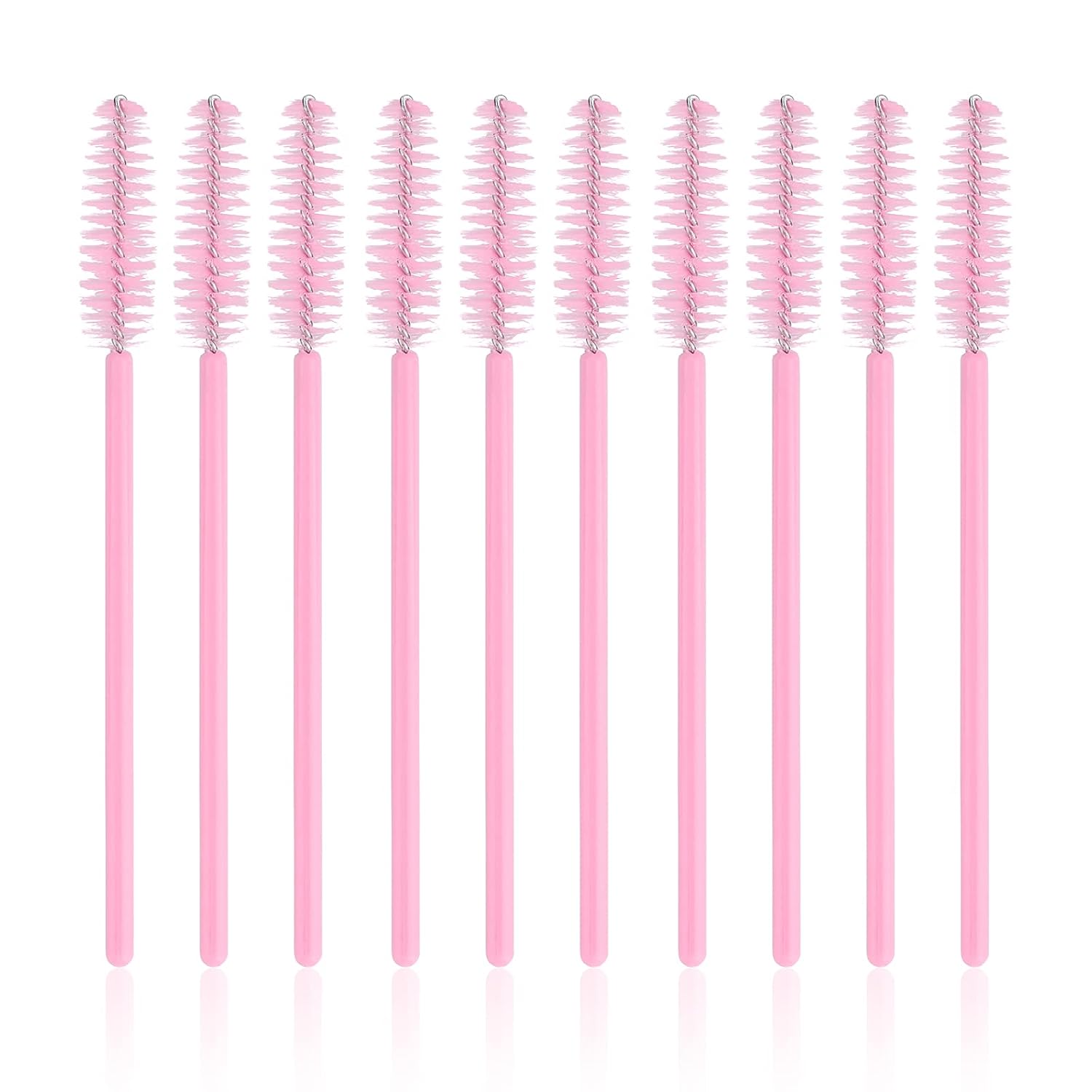 G2PLUS 100PCS Disposable Eyelash Brushes, Adjustable Mascara Wands Makeup Applicator, Lash Spoolies Brushes for Eyelash Extensions and Eyebrows (Baby Pink)