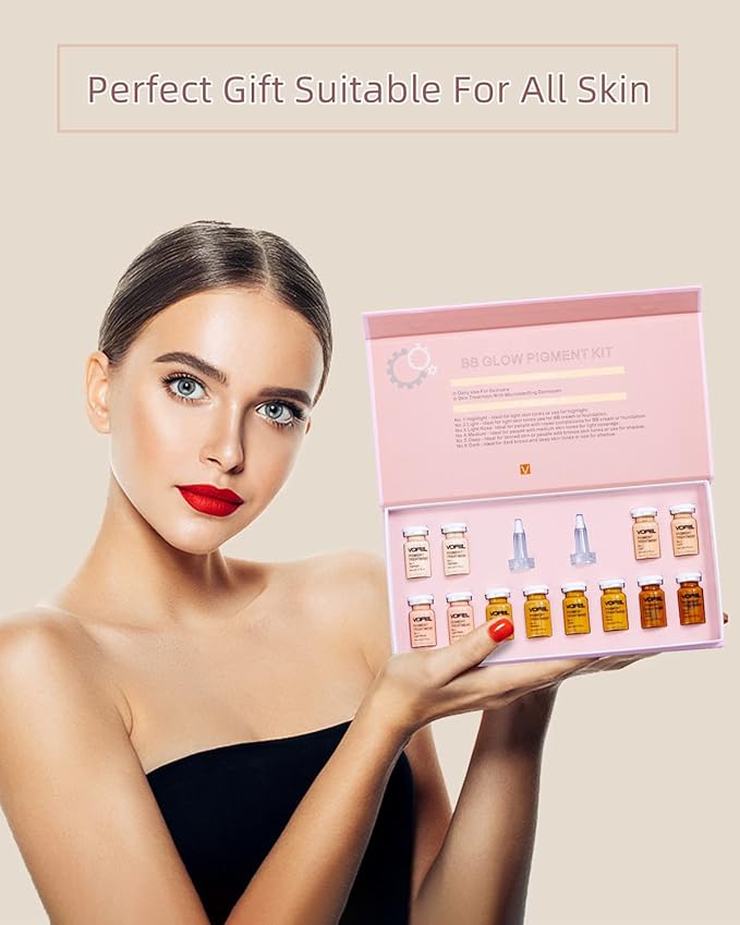 BB Glow Starter Kit BB Glow Pigment for Microneedling Serum Foundation Skin Treatment Kit 0.27oz 12 Vials