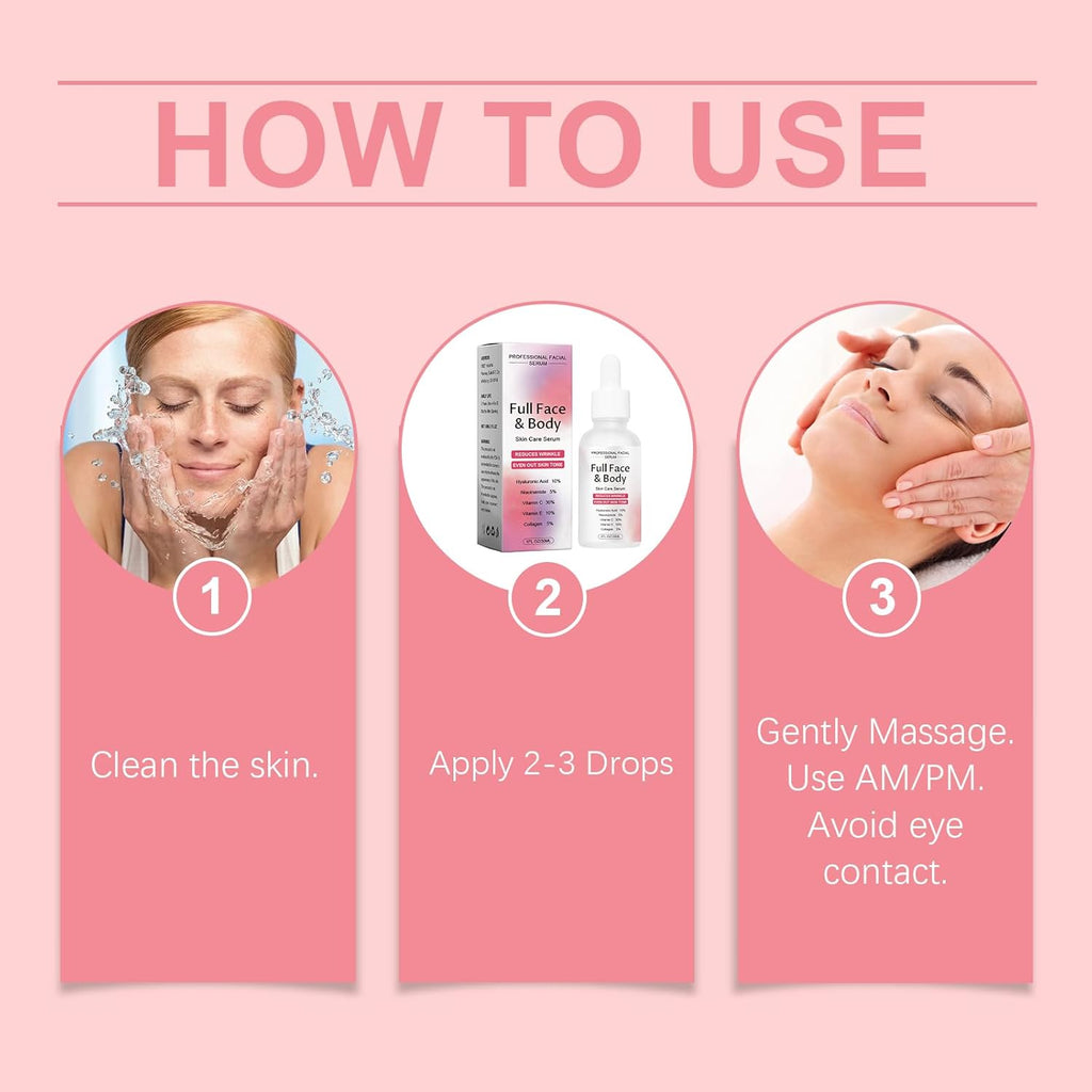 Finones Skin Vitamin Serum for Face & Body, 5 in 1 Anti Wrinkle Firming Serum, Anti-Aging Essence with Hyaluronic Acid, Collagen, Lifting Firming Essence, Hydrate Moisturize, Reduce Fine Lines