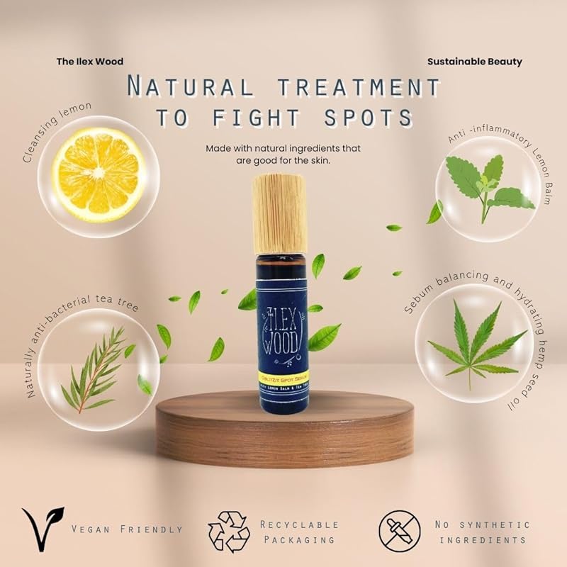 The Ilex Wood - Oblitzit - Spot Treatment Serum with Tea Tree and Lemon Balm, Natural Vegan Formula - 10ml (0.34 fl oz)