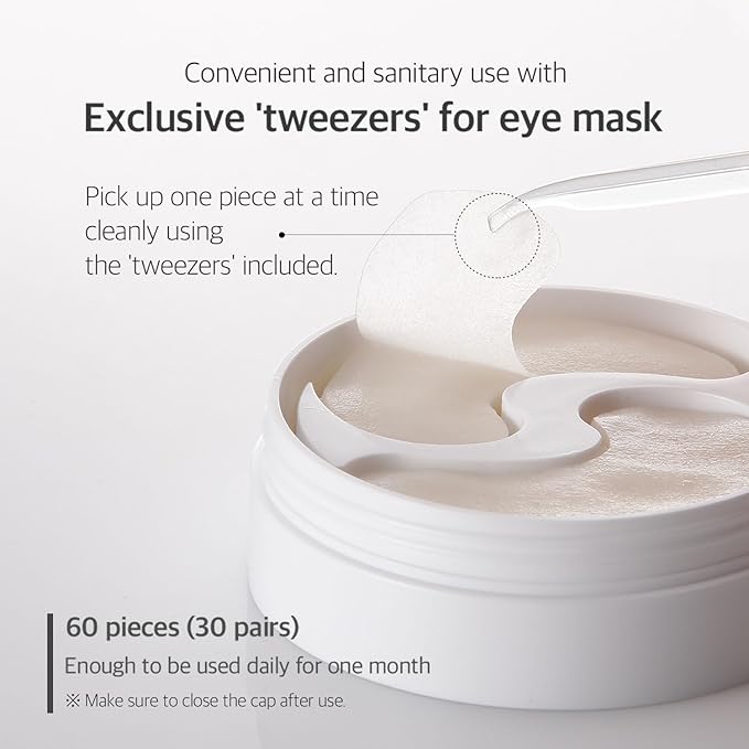 B-Glucan Deep Firming Eye Mask 60 Pieces (30pairs) - Mushroom Eye Patch, Soft Bamboo Sheet Mask, Skin Firming & Revitalizing, Madecassoside, Green Tea Leaf Extract, Beta Glucan, Witch Hazel Extract