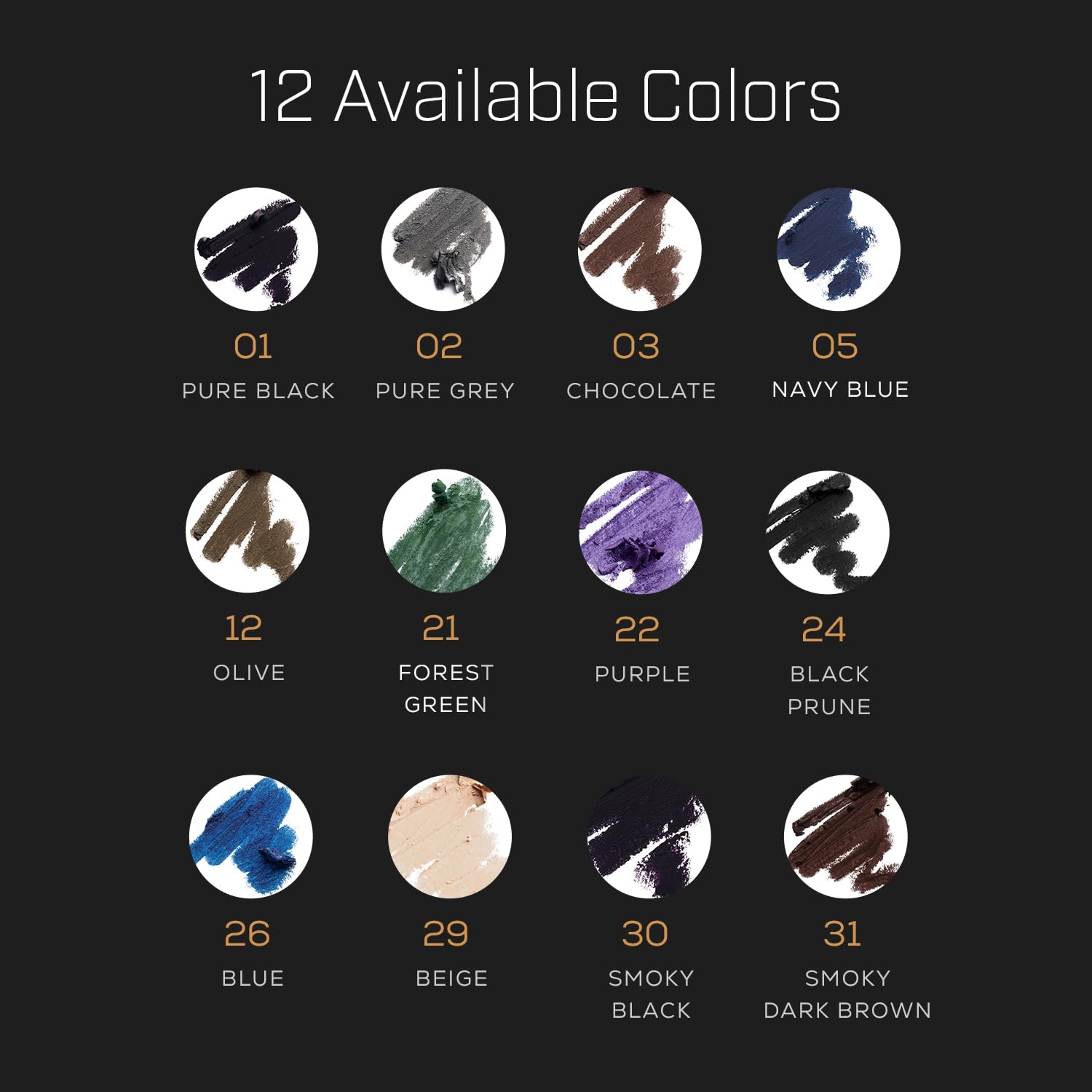 Radiant Professional Black Waterproof Eyeliner Pencil - Eyeliner Waterproof Smudge Proof - Long Lasting Under Eye Pencil for Smoky Eye - Soft Waterline Eye liner Smudger Tool, Smoky Black (30)