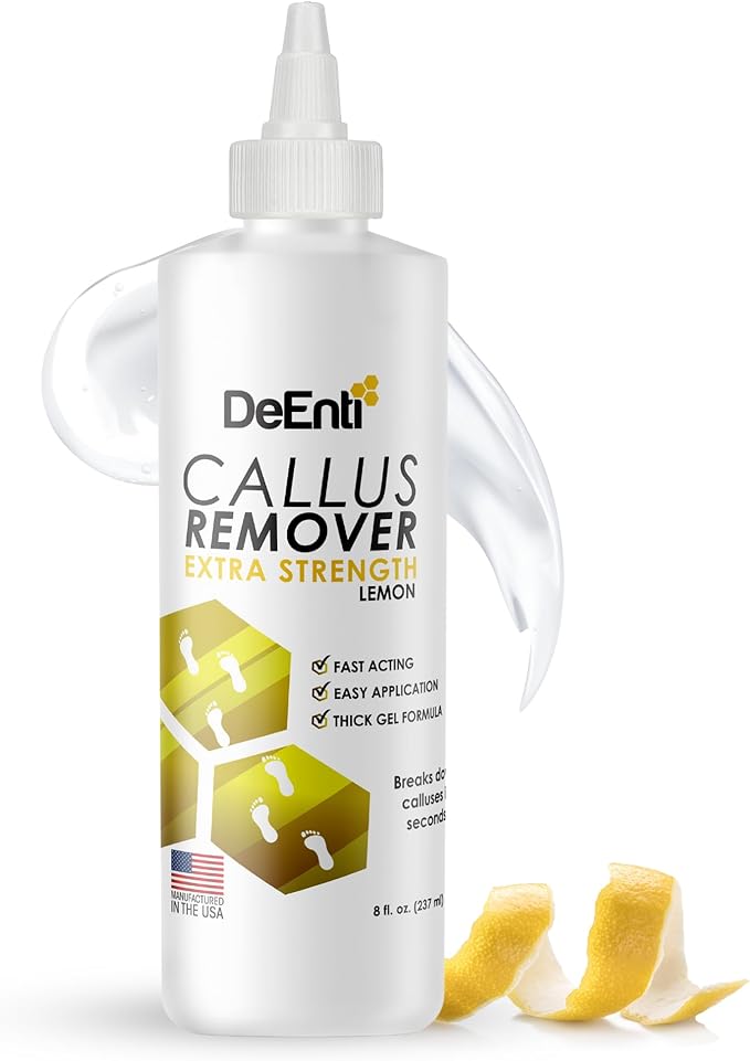 DeEnti Callus Remover for Feet, Extra Strength Foot Callus Remover Gel, 8oz Salon Grade Home Pedicure Supplies for Dry Skin, Cracked Heel, Professional Strength Foot Care, Lemon