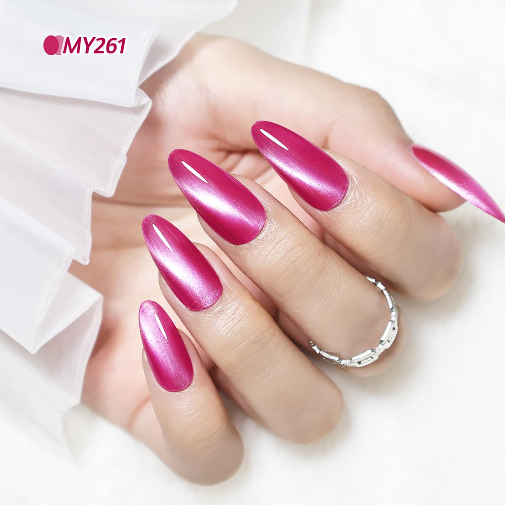 6 Colors 10ml Strawberry Molten Gold Cat Eye Nail Polish with Magnet Stick Quick Dry Nail Polish for Women Salon DIY Nail Art