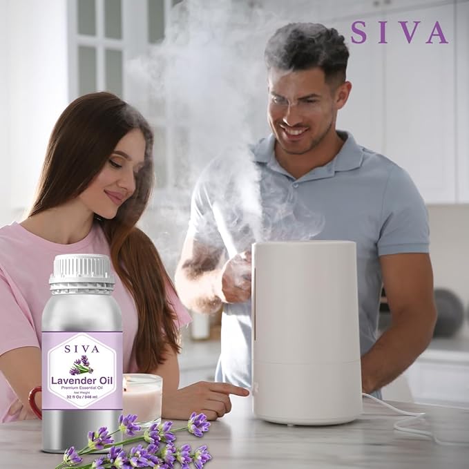 Siva Lavender Essential Oil – 32 Fl Oz – 100% Natural Lavender Oil - for Diffuser, Hair Care, Face, Skin Care, Aromatherapy, Scalp and Body Massage, Soap and Candle Making