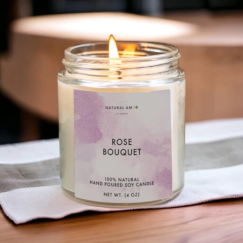 Natural Amor Rose Blanket Spa Gift Set for her, 8 pcs Self Care Box Including Handmade Soap Bar, Candle, Bath Bomb, Cozy Gift for Women