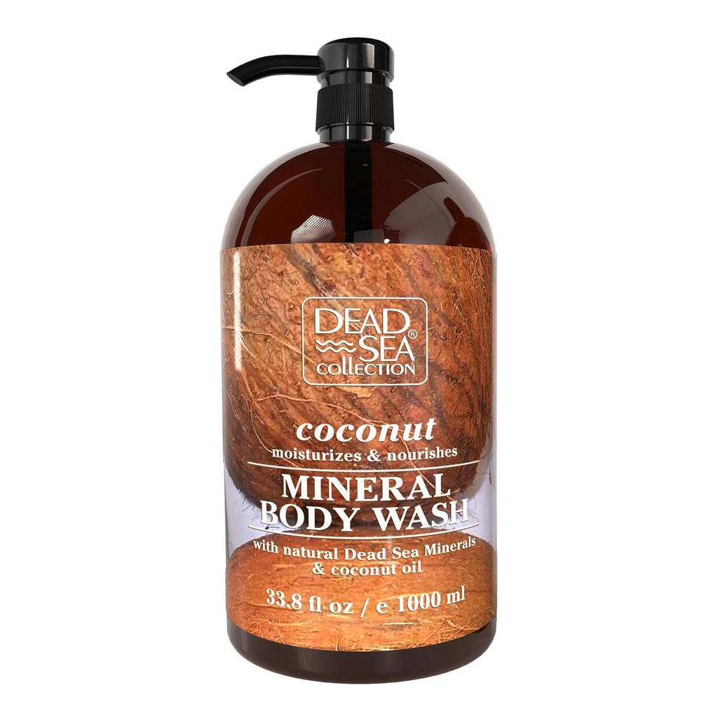 Dead Sea Collection Coconut Body Wash for Women and Men - with Pure Dead Sea Minerals and Coconut Oil - Cleanses and Moisturizes Skin (33.8 fl. oz)