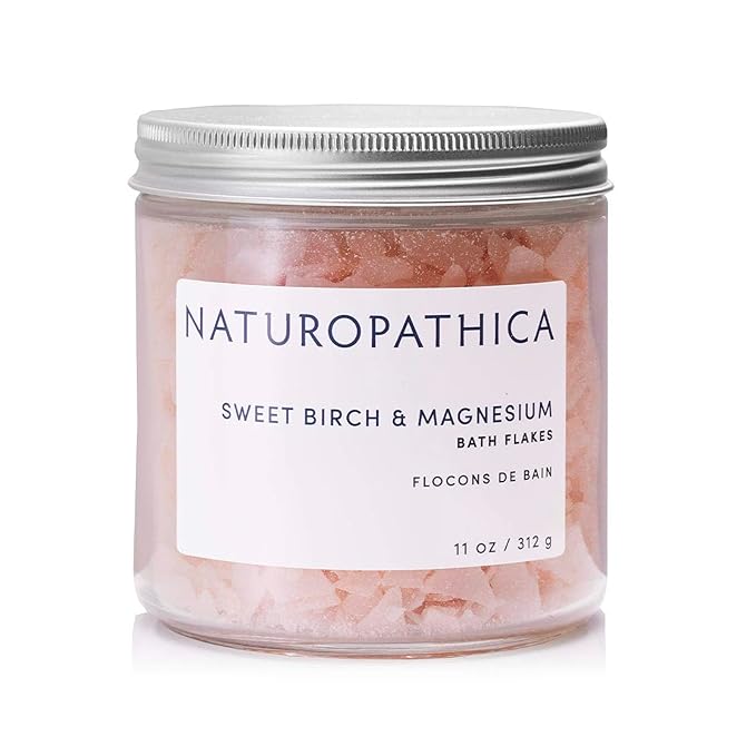 Naturopathica Sweet Birch and Magnesium Bath Flakes, Soothing Daily Bath Soak for Muscle Discomfort, Bathing Alternative to Epsom Salt, Relaxing Tension Relief Soak for Men and Women, 11 oz