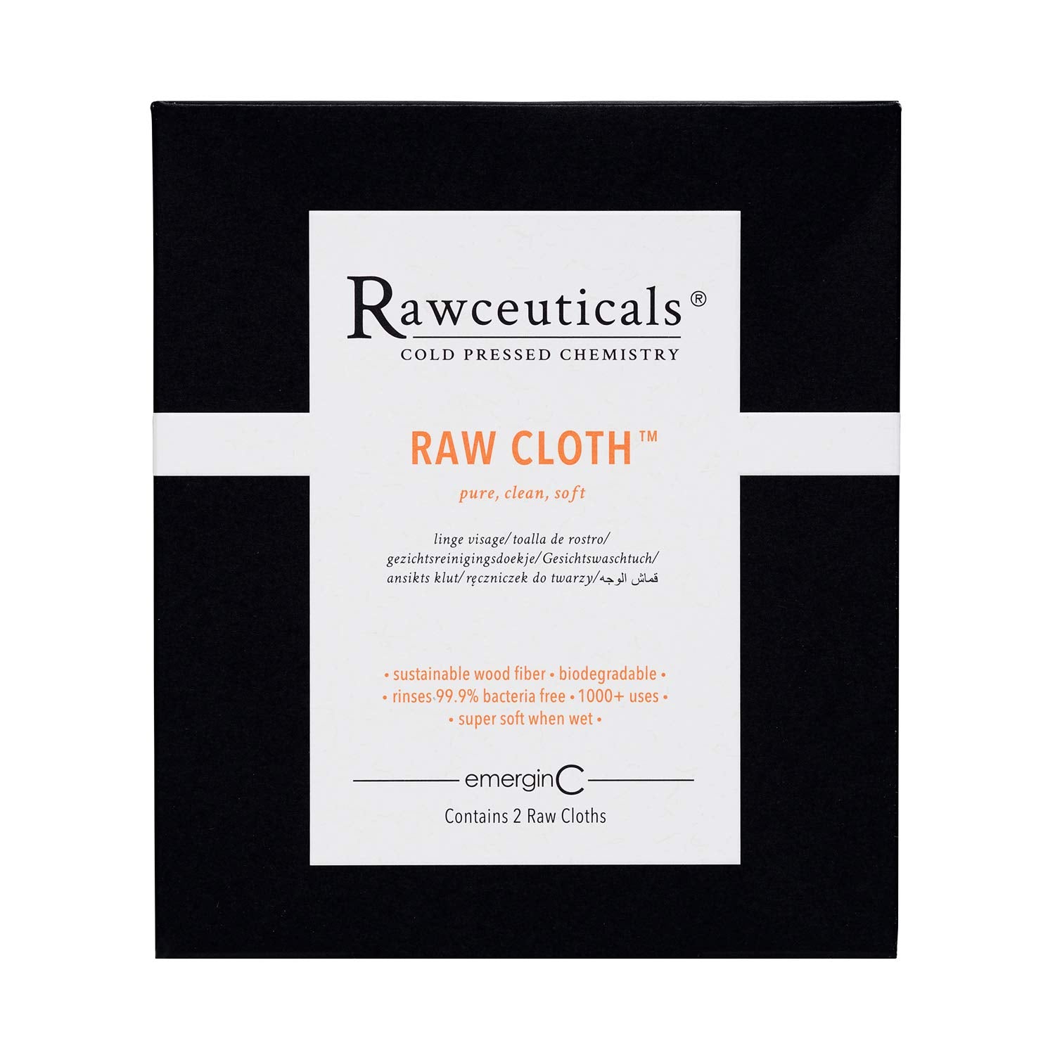 emerginC Rawceuticals Raw Cloth - Reusable Facial Cloth - Eco-Friendly Face Wipe (2 Cloths)