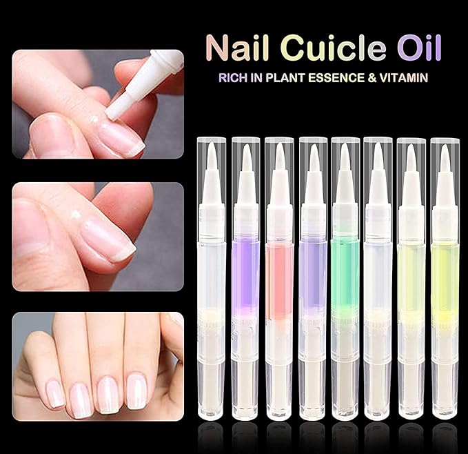 8PCS Cuticle Oil Pens,Cuticle Revitalizer Oil Pen with Soft Brush,Cuticle Oil Bulk for Nails Moist and Treatment,Nail Oil Manicure Repair The Cuticle,8 Kinds of Fruity Smell