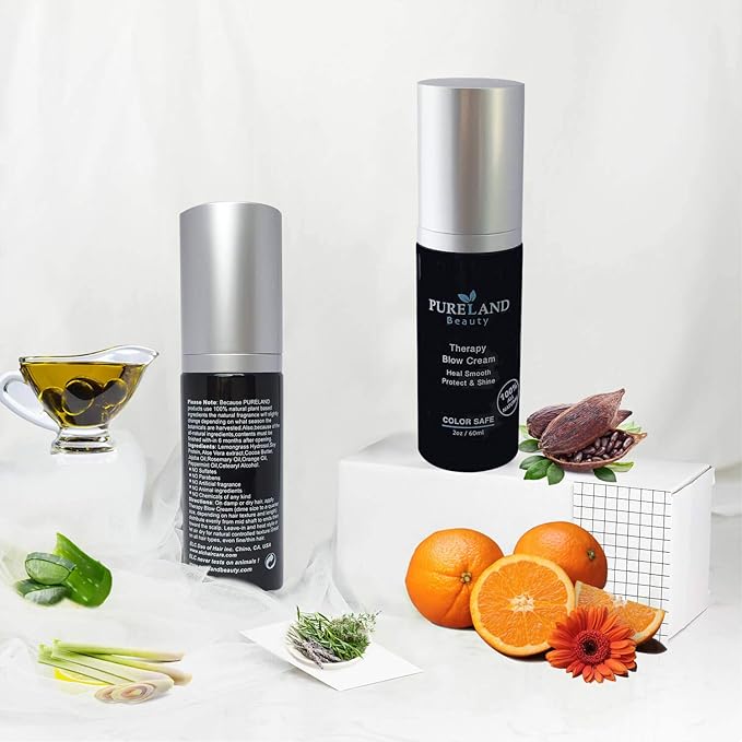 Pureland Beauty Therapy Blow Cream - Leave-In Hair Repair Treatment - Hydrating Hair Mask for Sensitive Scalp and Dry Hair - Natural Hair Care - Chemical-Free and Plant-Based