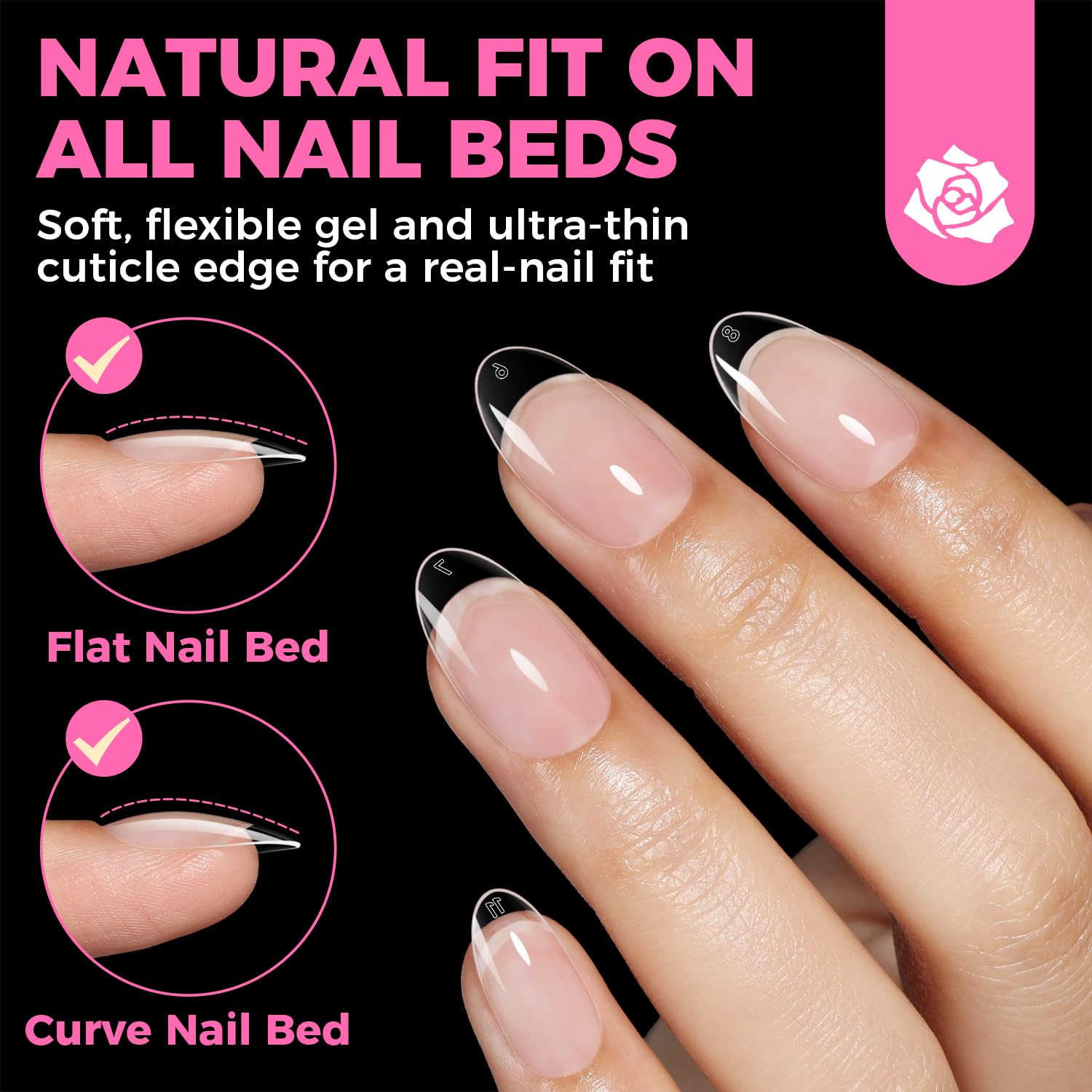UNA GELLA Oval Fake Nails Pre-shape 504pcs Almond Gel Nail Tips Round Almond Press on Nails for Full Cover Acrylic Round Oval Full Nails False Nails 12 Sizes False Soft Gel Tips