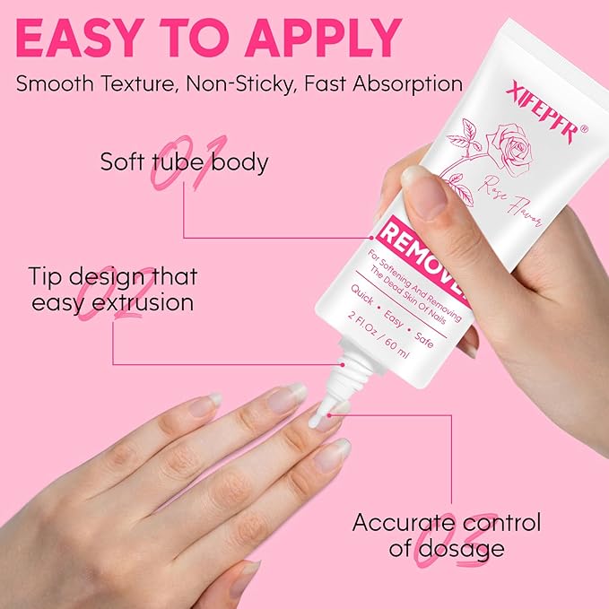 Cuticle Remover Kit - Cuticle Remover Cream & Cuticle Oil, Rose Flavor Cuticle Care Kit with Cuticle Trimmer Cuticle Pusher Cuticle Nipper for Manicure, Removedor de Cuticula for Nail Care
