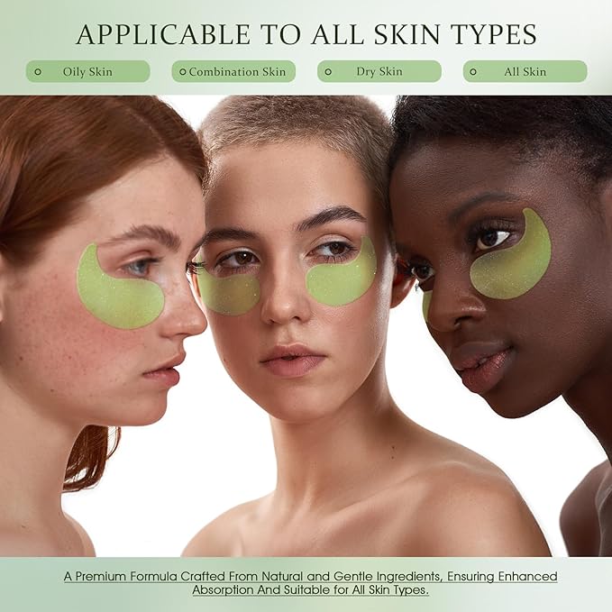 Under Eye Patches Masks - for Puffy Eyes, Dark Circles,and Fine Lines,Eye bags,Reduce Wrinkles Smoothing Skin Care Treatment with Collagen and Hyaluronic Acid for Women and Men, (60 Pcs) Green