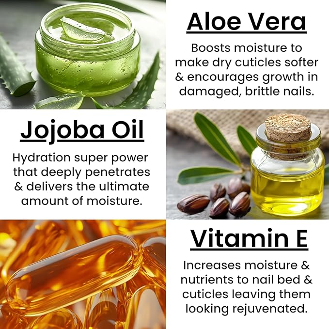 Moisturizing Cuticle & Nail Care Oil 2.3 Fl Oz - Vanilla Scented – Infused with Jojoba Oil, Aloe, Vitamin E – Nail & Cuticle Hydration, Repair, Moisturizer, Strengthener, Growth