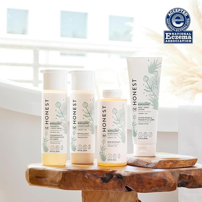 The Honest Company Hydrating Face + Body Lotion | Fast Absorbing, Naturally Derived, Hypoallergenic | Fragrance Free Sensitive, 8.5 fl oz