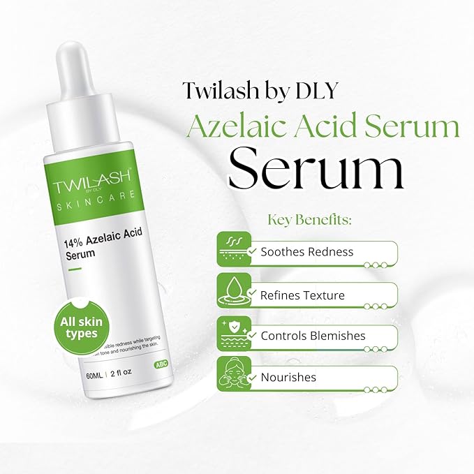 14% Azelaic Acid Serum 120ml for Advanced Acne Treatment, Redness Relief, Skin Soothing, Pore Care, and Daily Protection - 2 fl oz/60 ml*2