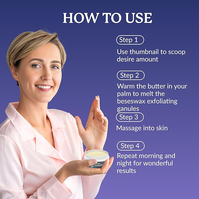 Magnesium Body Butter with Pure Magnesium Oil – For Stiff Legs & Tight Muscles – Rub for Leg Cramps, Muscle Soreness, Improved Sleep, & Foot Revitalization – 4oz