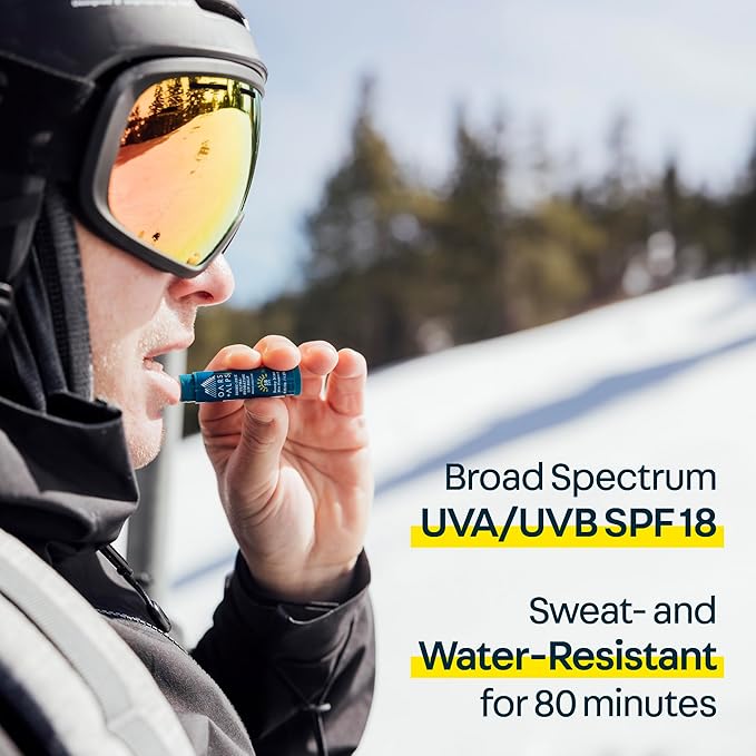 Oars + Alps Lip Suncreen, SPF 18 Lip Balm, Shine Free Sunscreen for Lips, Infused with Vitamin E, Peppermint & Spearmint, Water & Sweat Resistant, Moisturizing, Hydrating, Sunny Mint Scent, 3pk