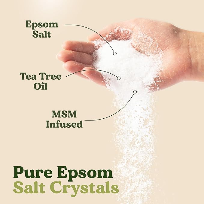 Footsie Soothing Tea Tree Oil Epsom Salt Soak - for Calluses, Aches & Pain, Athlete's Foot - Made in USA - Soothes Cracked Heels, Flaky Skin - 100% Organic, Pedicure Spa Salt - (Calluses & Cracks)