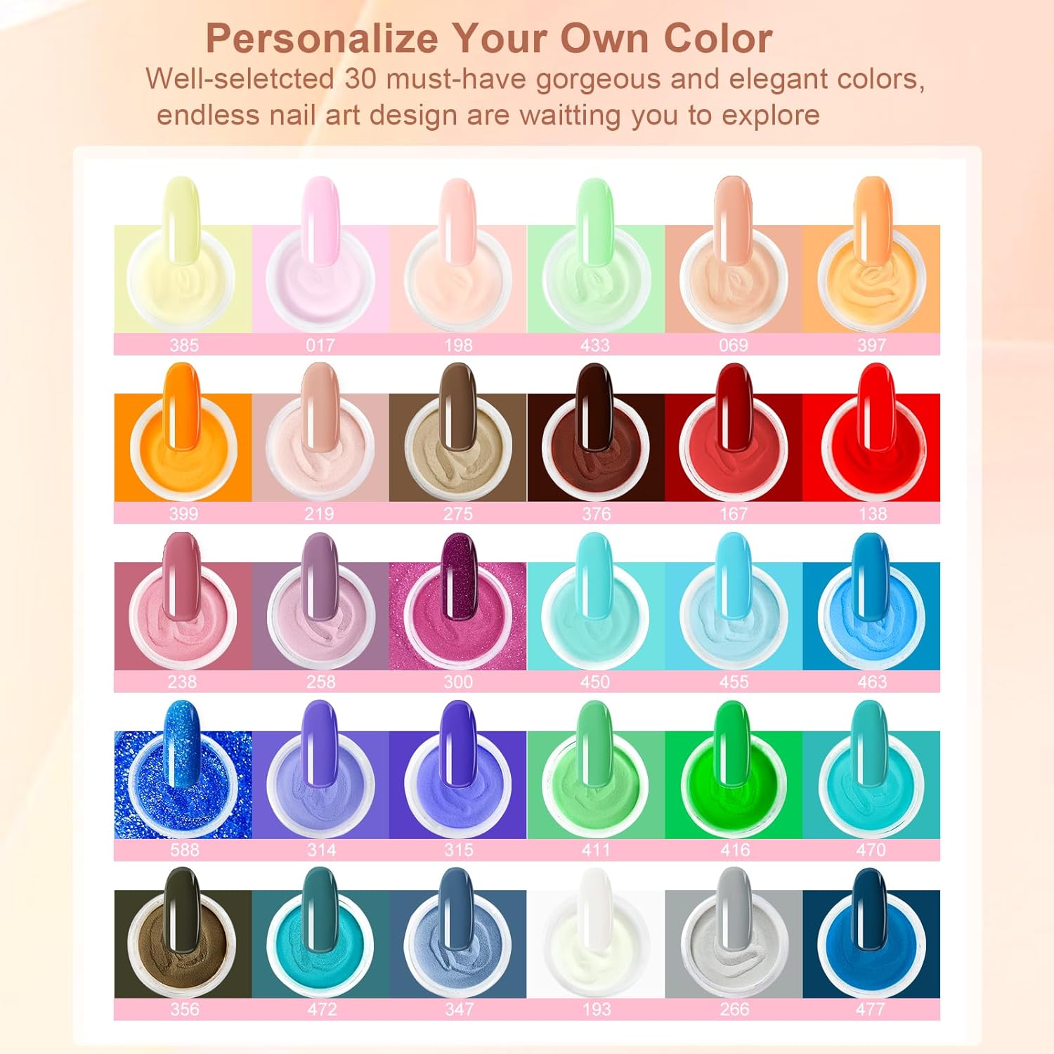 Dip Powder Nail Kit Starter, 30 Colors Dip Nails Green Red Black Brown Glitter, Bright Color Acrylic Dipping Powder Liquid Set with Base/Top Coat Activator Brush Saver for Manicure DIY Gift