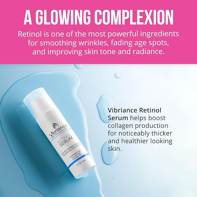 Vibriance Retinol Serum for Face - Reduces Appearance of Deep Wrinkles and Large Pores, Enhances Tone, Improves Complexion - Sensitive, Mature Skin Night Cream - 1 fl oz