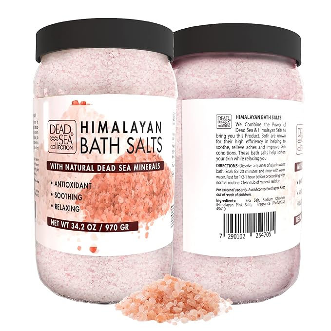 Dead Sea Collection Bath Salts Enriched with Himalayan - Natural Salts for Bath - Large 34.2 OZ and Bath Salts with Argan - Large 34.2 OZ and Bath Salts with Tea Tree - Large 34.2 OZ - Bundle