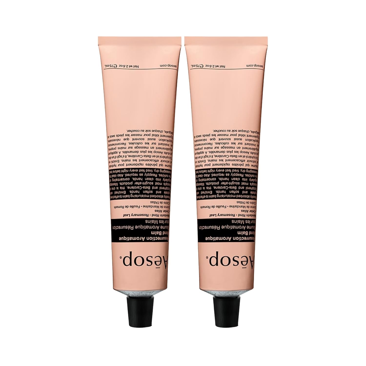 Aesop Resurrection Aromatique Travel Size Hand Balm | Lotion with Sweet Almond and Macadamia Nut to Nourish Dry Hands | 2.4 oz / 75mL (Pack of 2)